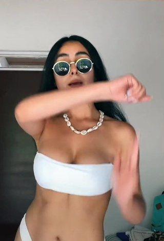 Hot Marianella Flórez Lovera Shows Cleavage in White Bikini and Bouncing Tits