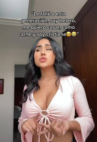 Sexy Marianella Flórez Lovera Shows Cleavage in Pink Crop Top