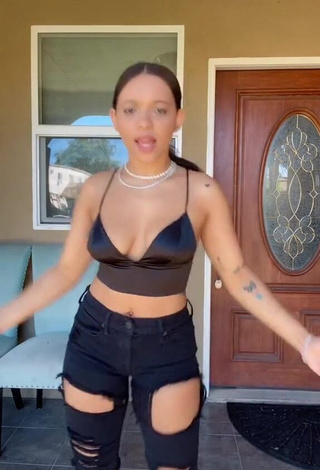 1. Fine River Bleu Shows Cleavage in Sweet Black Crop Top and Bouncing Boobs