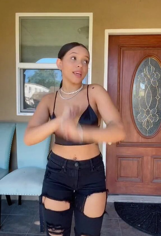 Fine River Bleu Shows Cleavage in Sweet Black Crop Top and Bouncing Boobs