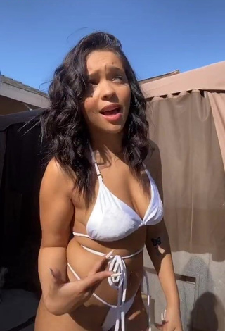 1. Cute River Bleu Shows Cleavage in White Bikini