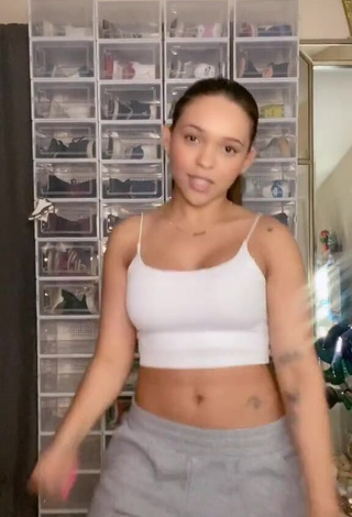 3. Sweetie River Bleu Shows Cleavage in White Crop Top and Bouncing Boobs