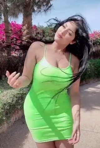 Hot Salma Elshimy Shows Cleavage in Light Green Dress