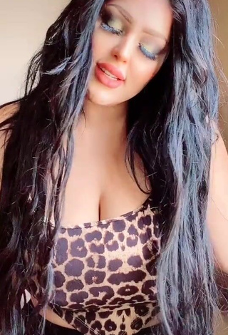 Hot Salma Elshimy Shows Cleavage in Leopard Crop Top