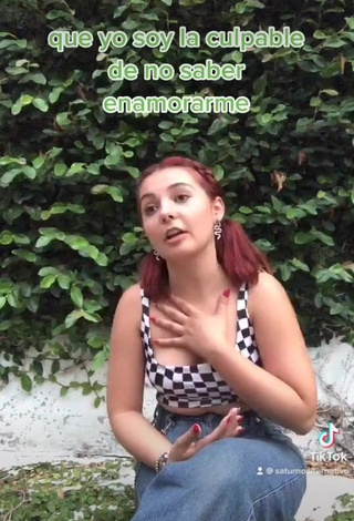 3. Sexy Andrina Shows Cleavage in Checkered Crop Top