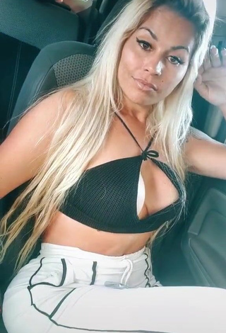 Beautiful Sheila Bellaver Shows Cleavage in Sexy Black Crop Top