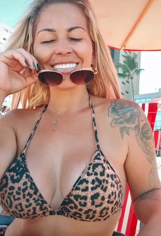 3. Hot Sheila Bellaver Shows Cleavage in Leopard Bikini Top