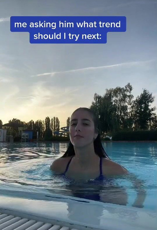 1. Sexy Silvia Solymosyová Shows Cleavage in Blue Bikini at the Swimming Pool