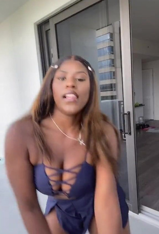 Sexy Skaibeauty Shows Cleavage in Blue Crop Top