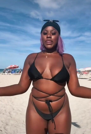 1. Skaibeauty in Nice Black Bikini at the Beach and Bouncing Boobs