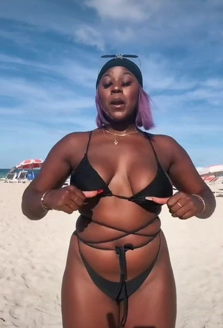 4. Skaibeauty in Nice Black Bikini at the Beach and Bouncing Boobs