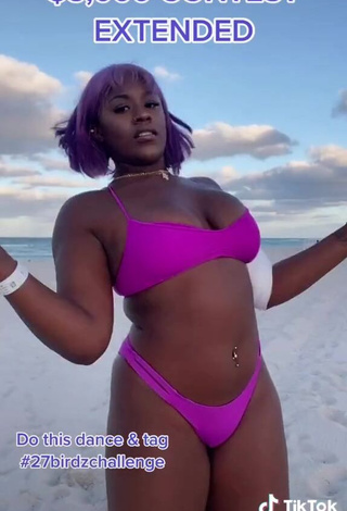 3. Pretty Skaibeauty Shows Cleavage in Purple Bikini at the Beach and Bouncing Boobs