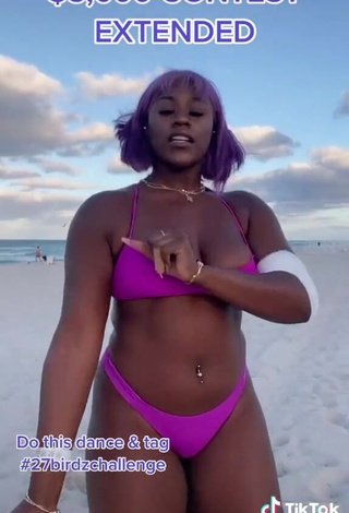 4. Pretty Skaibeauty Shows Cleavage in Purple Bikini at the Beach and Bouncing Boobs