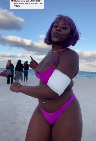 1. Magnetic Skaibeauty Shows Cleavage in Appealing Purple Bikini at the Beach and Bouncing Boobs