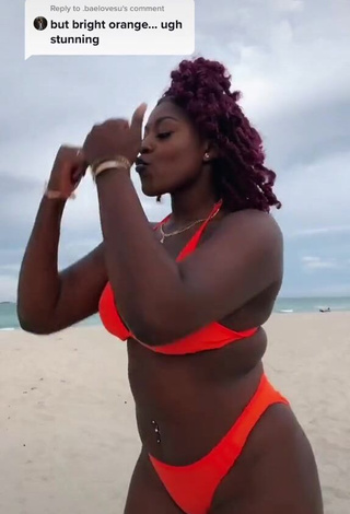 3. Skaibeauty Looks Seductive in Electric Orange Bikini at the Beach and Bouncing Tits