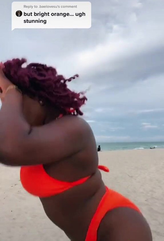 4. Skaibeauty Looks Seductive in Electric Orange Bikini at the Beach and Bouncing Tits