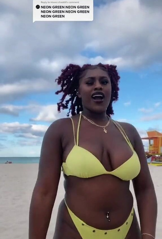 1. Hottest Skaibeauty Shows Cleavage in Yellow Bikini at the Beach and Bouncing Boobs