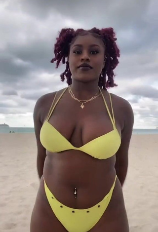 1. Sensual Skaibeauty Shows Cleavage in Yellow Bikini at the Beach and Bouncing Tits