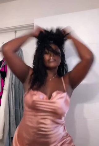 3. Sexy Skaibeauty Shows Cleavage in Pink Dress and Bouncing Boobs