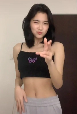 Hot Lisawoon in Black Crop Top