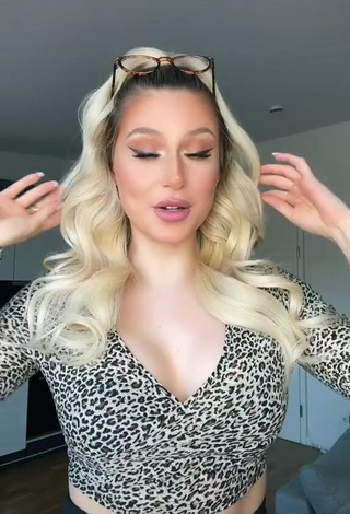 1. Adorable Antonia Rot Shows Cleavage in Seductive Leopard Crop Top