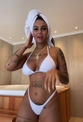 3. Cute Nathi Rodrigues Shows Cleavage in White Bikini and Bouncing Boobs