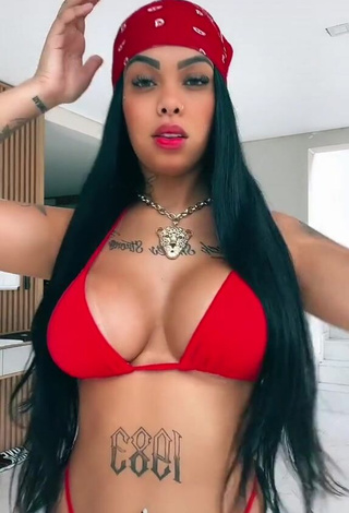 1. Sexy Nathi Rodrigues Shows Cleavage in Red Bikini