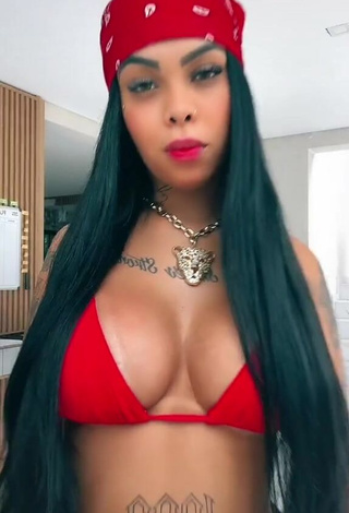 Sexy Nathi Rodrigues Shows Cleavage in Red Bikini