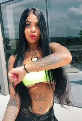 1. Hot Nathi Rodrigues Shows Cleavage in Light Green Mini Bikini and Bouncing Big Boobs