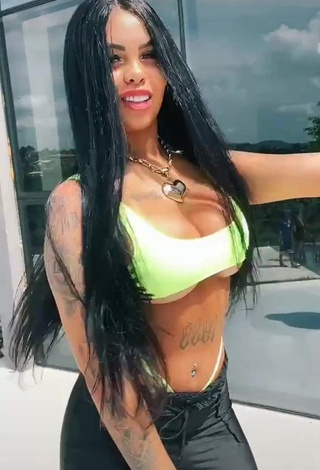 Hot Nathi Rodrigues Shows Cleavage in Light Green Mini Bikini and Bouncing Big Boobs