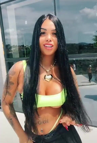 4. Hot Nathi Rodrigues Shows Cleavage in Light Green Mini Bikini and Bouncing Big Boobs