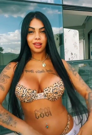 1. Hot Nathi Rodrigues Shows Cleavage in Leopard Bikini