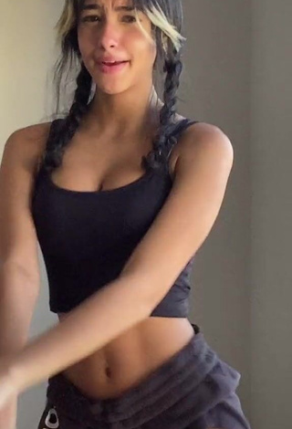 Sweet Maria Eduarda de Matos Barbosa Shows Cleavage in Cute Black Crop Top and Bouncing Boobs