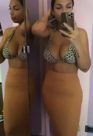 1. Sexy Elettra Lamborghini Shows Cleavage in Leopard Bikini Top and Bouncing Tits