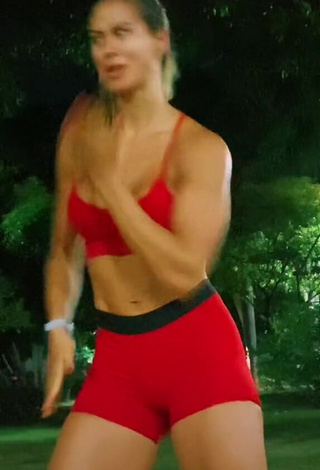 Desirable Ingrid Vasconcelos Shows Cleavage in Red Crop Top