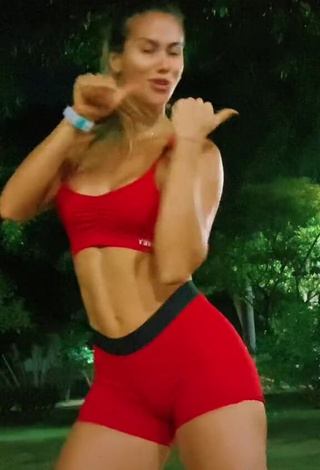 4. Desirable Ingrid Vasconcelos Shows Cleavage in Red Crop Top