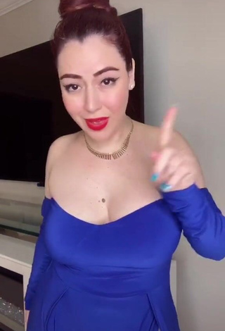 Sexy Jane Rocci Shows Cleavage in Blue Dress