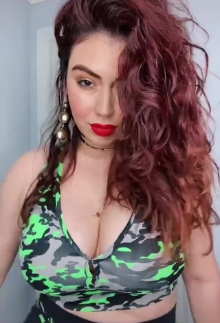 1. Alluring Jane Rocci Shows Cleavage in Erotic Camouflage Crop Top and Bouncing Big Boobs