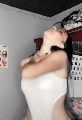 Desirable Laura Narvaez Shows Cleavage in White Bodysuit and Bouncing Tits