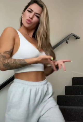 1. Adorable Luciana DelMar Shows Cleavage in Seductive White Crop Top and Bouncing Boobs