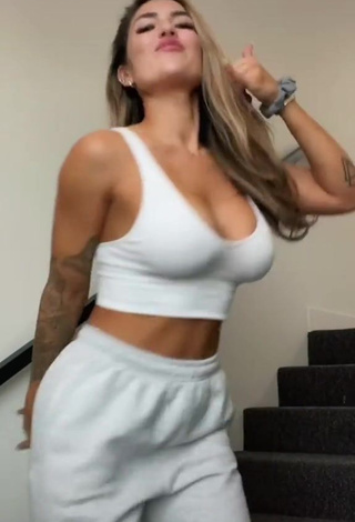 Adorable Luciana DelMar Shows Cleavage in Seductive White Crop Top and Bouncing Boobs