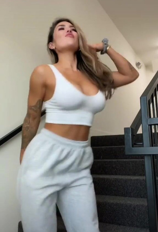 Magnificent Luciana DelMar Shows Cleavage in White Crop Top