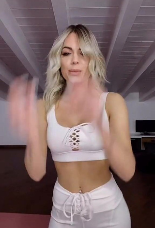 Sexy Ludovica Pagani Shows Cleavage in White Crop Top