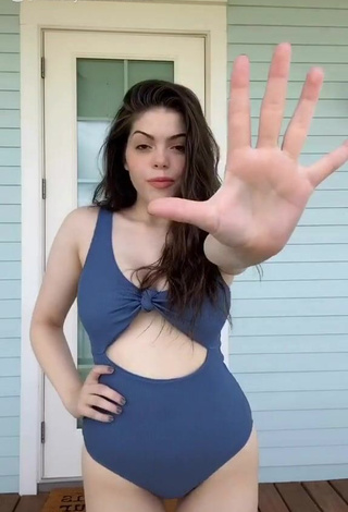 1. Hot Madelyn Shows Cleavage in Blue Bodysuit and Bouncing Boobs