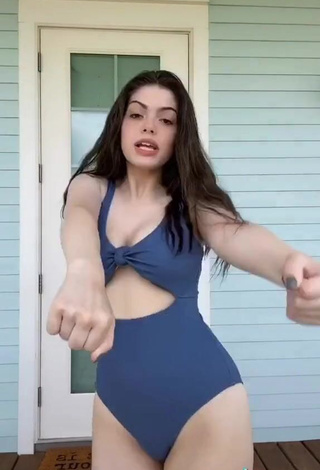 3. Hot Madelyn Shows Cleavage in Blue Bodysuit and Bouncing Boobs