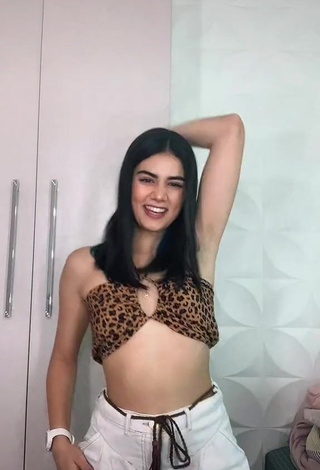 Hot Madu Sandes Shows Cleavage in Leopard Crop Top