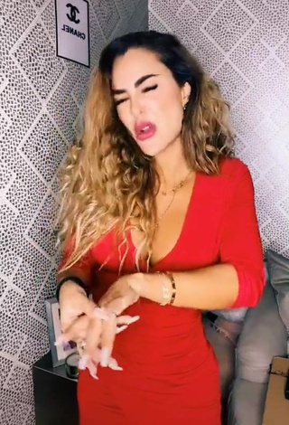 Hot Ninel Conde Shows Cleavage in Red Dress