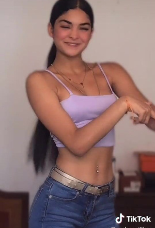 3. Beautiful Paola del Castillo Shows Cleavage in Sexy Purple Crop Top