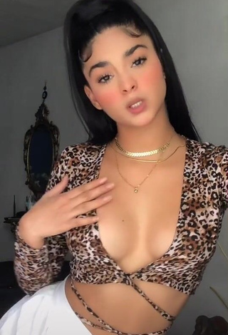 3. Hot Paola del Castillo Shows Cleavage in Leopard Crop Top