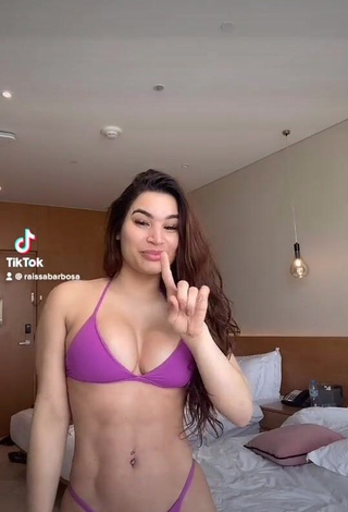 1. Cute Raissa Barbosa Shows Cleavage in Purple Bikini